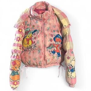 NWT Sugar Thrillz Cute Critters Pastel Pink Hooded Puffer Jacket Cute Animals 1X